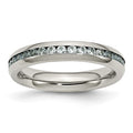 Chisel Stainless Steel Polished 4mm March Light Blue CZ Ring