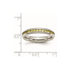 Chisel Stainless Steel Polished 4mm November Yellow CZ Ring