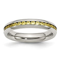 Chisel Stainless Steel Polished 4mm November Yellow CZ Ring