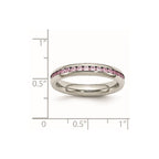 Chisel Stainless Steel Polished 4mm October Pink CZ Ring