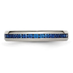 Chisel Stainless Steel Polished 4mm September Blue CZ Ring