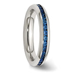 Chisel Stainless Steel Polished 4mm September Blue CZ Ring
