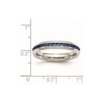 Chisel Stainless Steel Polished 4mm September Blue CZ Ring