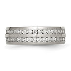 Chisel Stainless Steel Brushed with Double Row CZ 7mm Band