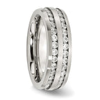 Chisel Stainless Steel Brushed with Double Row CZ 7mm Band