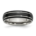 Chisel Stainless Steel Polished Black IP-plated 6mm Grooved Band