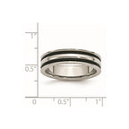 Stainless Steel 6mm Grooved and Black Rubber Band