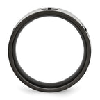 Chisel Stainless Steel Brushed and Polished Black IP-plated Crosses 7mm Band