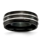 Stainless Steel 8mm Black IP-plated Brushed & Polished Band