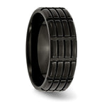 Chisel Stainless Steel Brushed Black IP-plated 8mm Grooved Band