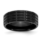 Chisel Stainless Steel Brushed Black IP-plated 8mm Grooved Band