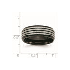 Chisel Stainless Steel Brushed and Polished Black IP-plated Striped 8mm Band