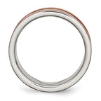 Stainless Steel 8mm Brown IP-plated Polished w/Brushed Center Band