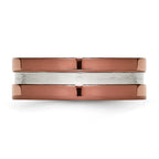 Stainless Steel 8mm Brown IP-plated Polished w/Brushed Center Band