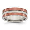 Stainless Steel 8mm Brown IP-plated Polished w/Brushed Center Band