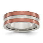 Stainless Steel 8mm Brown IP-plated Polished w/Brushed Center Band