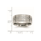 Chisel Stainless Steel Brushed and Polished Scroll Design 9mm Ridged Edge Band
