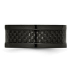 Stainless Steel Polished 9mm Black IP-plated w/Carbon Fiber Inlay Band
