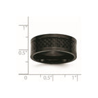 Stainless Steel Polished 9mm Black IP-plated w/Carbon Fiber Inlay Band