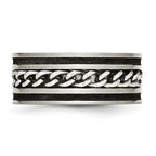 Chisel Stainless Steel Brushed and Polished Black IP-plated Chain Inlay 10mm Band