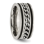 Chisel Stainless Steel Brushed and Polished Black IP-plated Chain Inlay 10mm Band