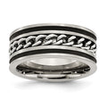 Chisel Stainless Steel Brushed and Polished Black IP-plated Chain Inlay 10mm Band