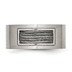 Stainless Steel Brushed w/Grey Cable Inlay 10mm Band