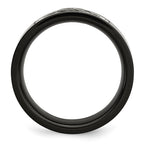 Stainless Steel Polished Black IP-plated w/Grey Wire Inlay 10mm Band