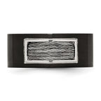 Stainless Steel Polished Black IP-plated w/Grey Wire Inlay 10mm Band