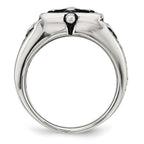 Chisel Stainless Steel Antiqued Polished and Textured Cross Ring