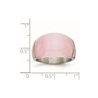Stainless Steel 12mm Pink Cat's Eye Ring
