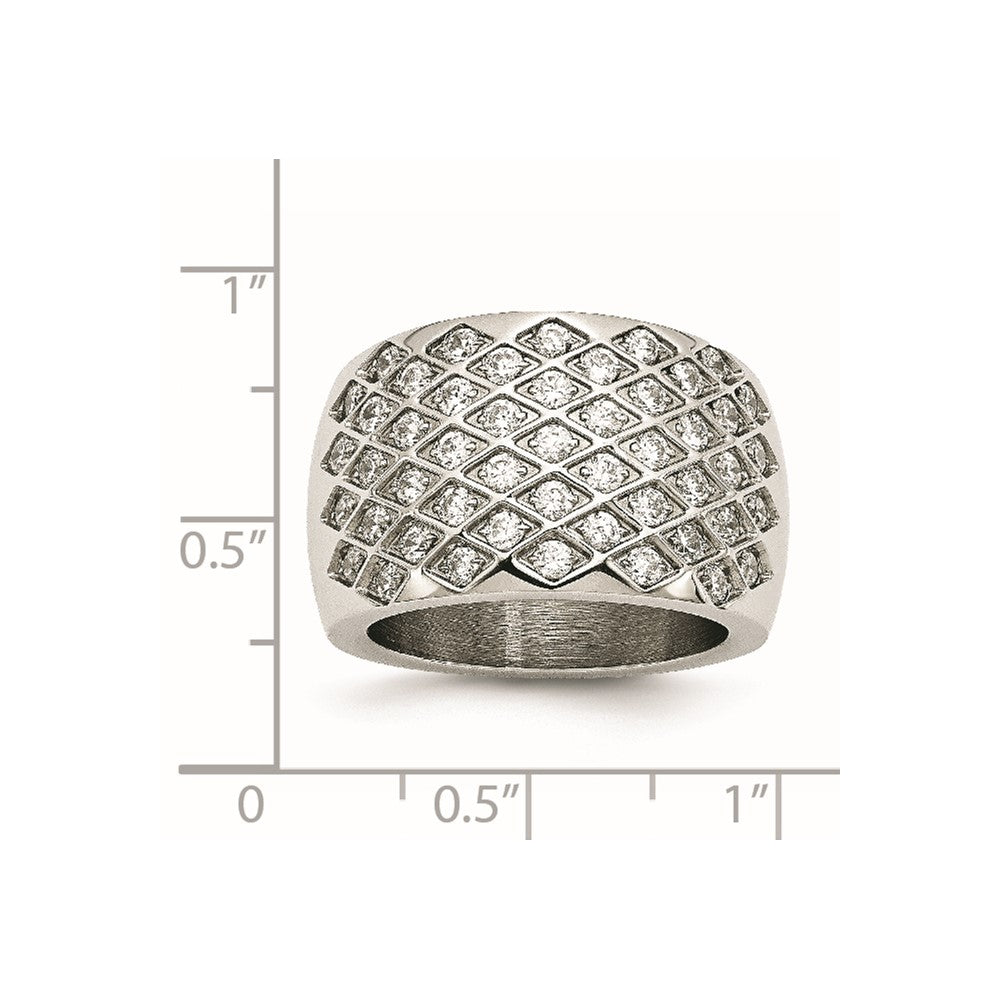 Stainless Steel White CZs Polished Ring