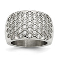 Stainless Steel White CZs Polished Ring