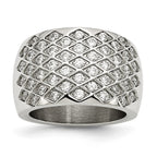 Stainless Steel White CZs Polished Ring
