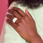 Stainless Steel White Enamel Ring