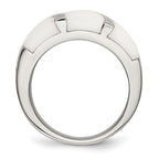Stainless Steel White Enamel Ring