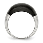 Stainless Steel 12mm Black Cat's Eye Ring