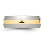 Chisel Stainless Steel with 14k Gold Inlay Polished 8mm Band