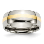 Chisel Stainless Steel with 14k Gold Inlay Polished 8mm Band