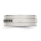Chisel Stainless Steel Polished 1/6 Carat Black Diamond 8mm Flat Band