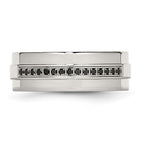 Chisel Stainless Steel Polished 1/6 Carat Black Diamond 8mm Flat Band