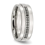 Chisel Stainless Steel Polished 1/6 Carat Black Diamond 8mm Flat Band