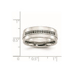 Chisel Stainless Steel Polished 1/6 Carat Black Diamond 8mm Flat Band