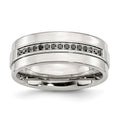 Chisel Stainless Steel Polished 1/6 Carat Black Diamond 8mm Flat Band