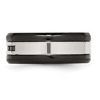 Chisel Stainless Steel Polished Black IP-plated 1/4 Carat Black Diamond 9mm Band