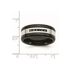 Chisel Stainless Steel Polished Black IP-plated 1/4 Carat Black Diamond 9mm Band