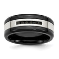 Chisel Stainless Steel Polished Black IP-plated 1/4 Carat Black Diamond 9mm Band