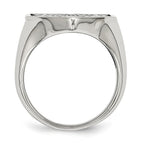 Chisel Stainless Steel Antiqued and Polished 1/20 Carat Black Diamond Shield Ring
