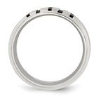 Chisel Stainless Steel Brushed Center Black IP-plated 1/6 Carat Diamond 9mm Band