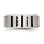 Chisel Stainless Steel Brushed Center Black IP-plated 1/6 Carat Diamond 9mm Band